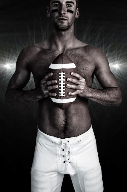 Premium Photo Composite Image Of Portrait Of Shirtless Player Holding