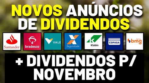 Aten O V Rios Novos An Ncios De Dividendos E Mais Agenda De