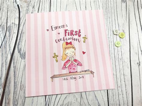 Girl First Confession Card - Personalised | Little Heart Belfast