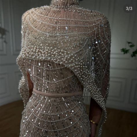 Dresses Dubai Arabia Nude Mermaid Long Cape Luxury Evening Dresses