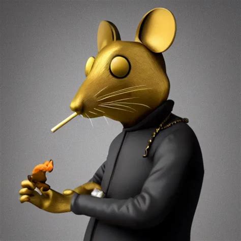 Krea Rat Gangster Wearing Headphones Wearing A Gold Chain Smoking A