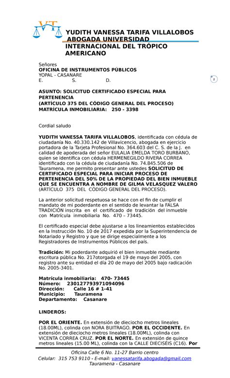 Solicitud a la oficina de notariado solicitud de certíficado especial