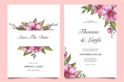 Premium Vector Watercolor Floral Wedding Invitation Template