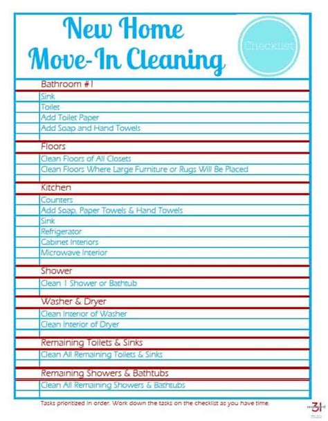 Printable Move Out Cleaning Checklist