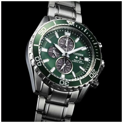 Citizen Men S Promaster Diver Chronograph Eco Drive Green Dial