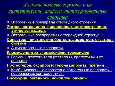 Гормоны, их синтетические аналоги, антигормональные средства ...