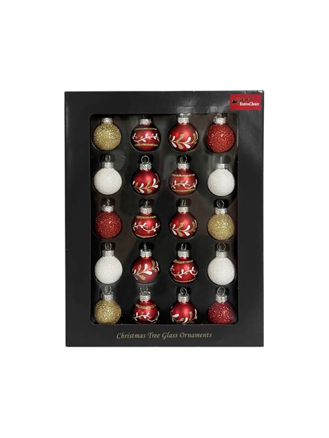 25mm Glass Christmas Traditional Baubles 20 Pack