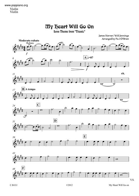 Karolina Protsenko My Heart Will Go On Sheet Music Violin Solo In G