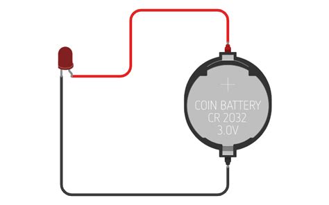 Circuit design 1. LED with Coin Cell - Tinkercad