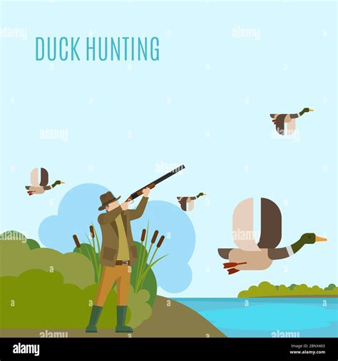 Hunting Concept Illustration Duck Hunting Vector Illustration With