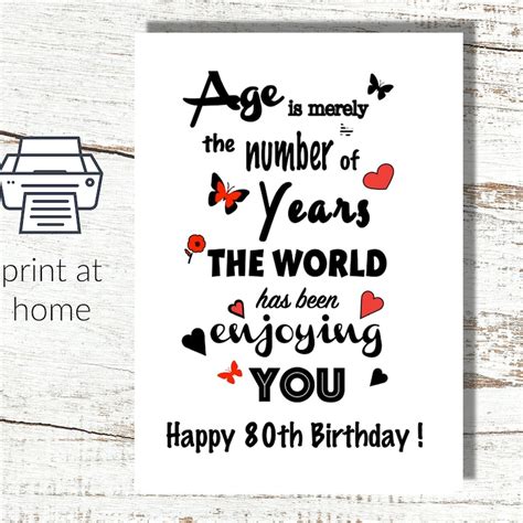 Downloadable 80 Birthday Card Etsy