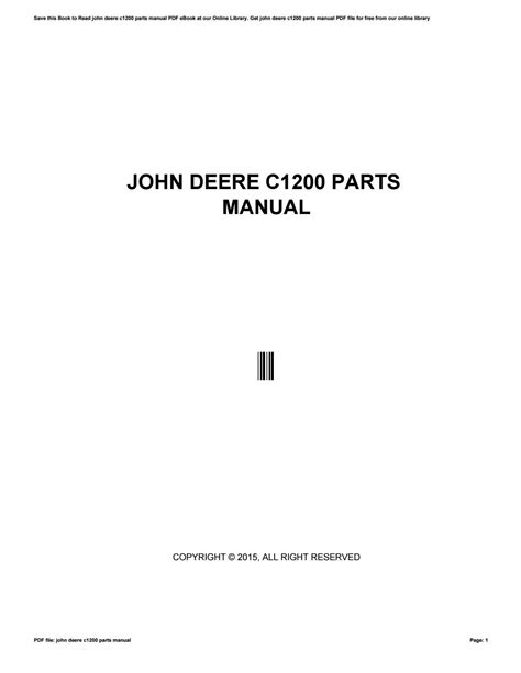 John Deere C1200 Parts Manual By Morriesworld142 Issuu