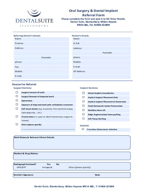 Fillable Online Oral Surgery Referral Form Omar Fax Email Print