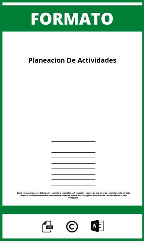 Formato De Planeacion De Actividades 2024