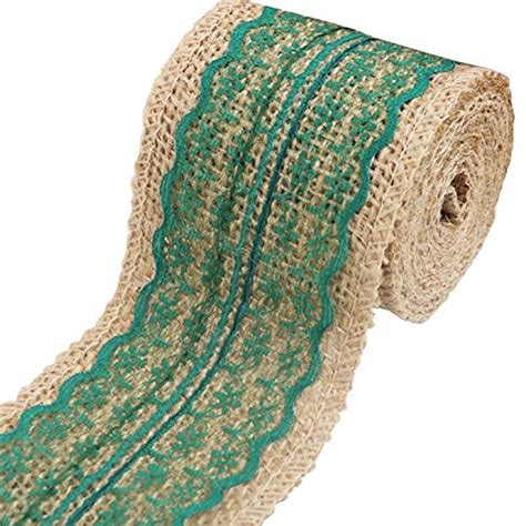 Green Fashionclubs Natural Jute Burlap Hessian Ribbon Roll Lace