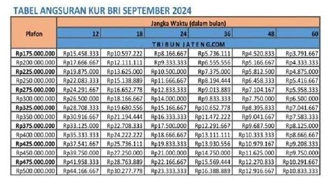 Simulasi Angsuran Kur Bri Akhir September Pinjam Rp Juta