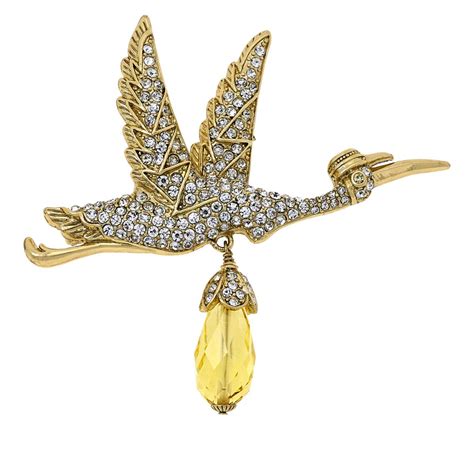 Heidi Daus Special Delivery Crystal Stork Pin 20820046 HSN