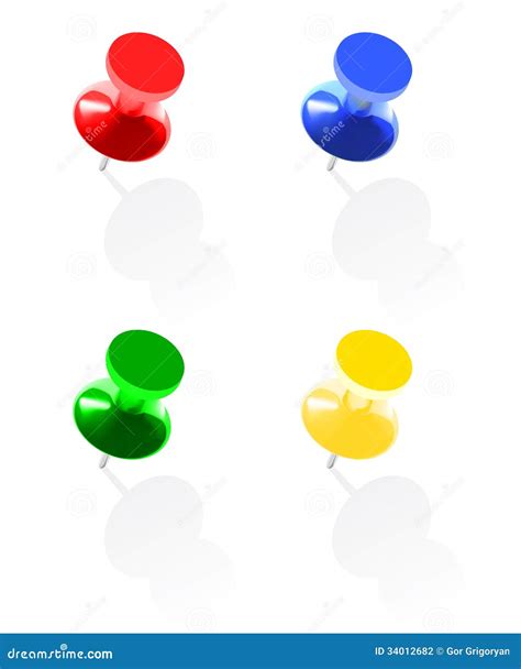 Photo Realistic Colorful Pins On White Background Stock Vector