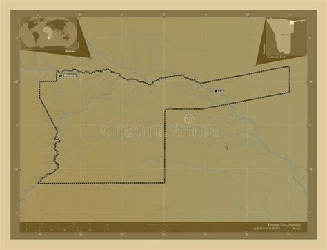 Kavango East Namibia Physical Labelled Points Of Cities Stock