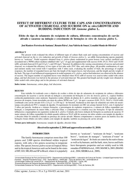 Pdf Effect Of Different Culture Tube Caps And Concentrations Of Activated Charcoal And Sucrose