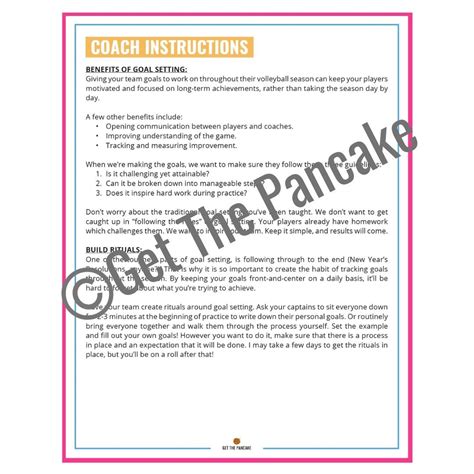 Volleyball Goal Setting Worksheet