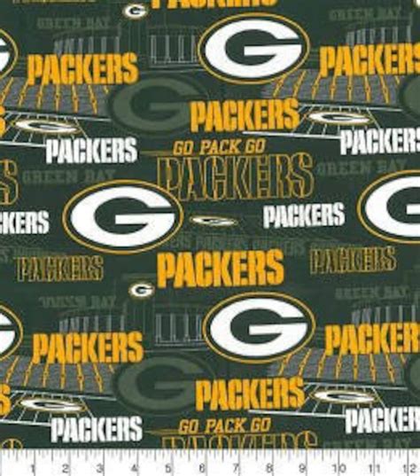 Green Bay Packers Fabric 100 Cotton Etsy