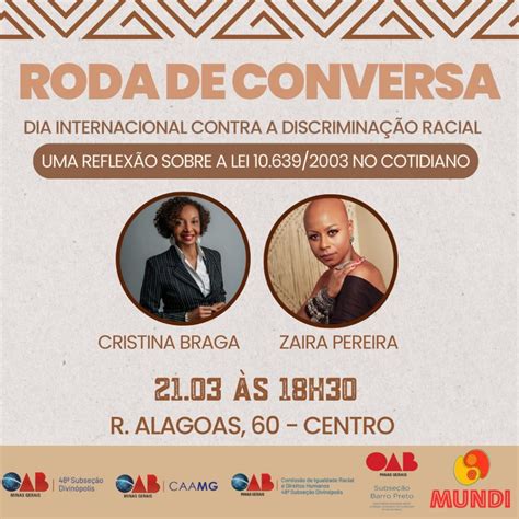 Roda De Conversa Vai Marcar Dia Internacional Contra A Discrimina O