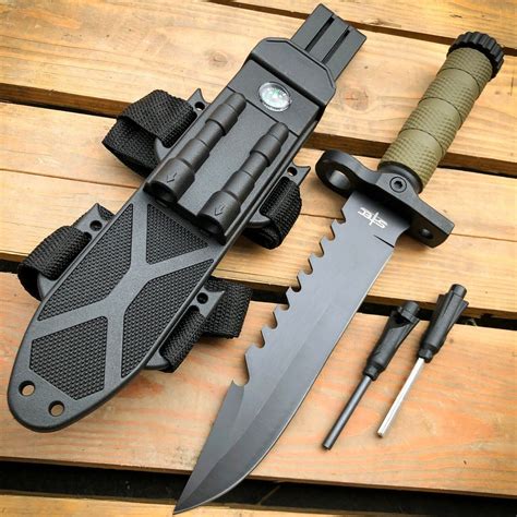 125 Tactical Hunting Fixed Blade Army Military Survival Knife W Fire