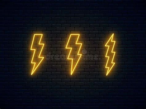 Neon Thunderbolt Icon Glowing Neon Lightning Bolt Electrical Storm