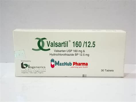 Valsartil 160125mg Valsartan Hydrochlorothiazide By 30 Tablets