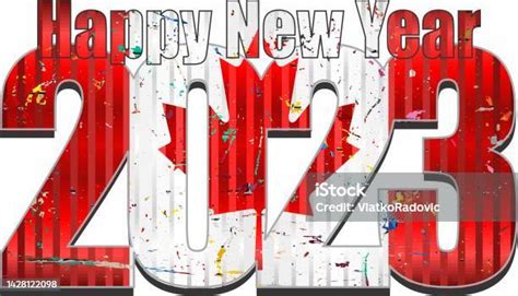 Happy New Year 2023 With Canada Flag Inside Stock Illustration - Download Image Now - 2023 ...