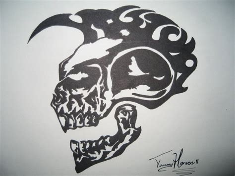 Mohawk skull, made for a friend.. ink drawing by stukyluke on DeviantArt