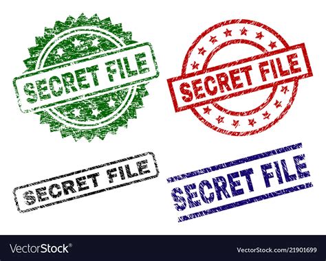 Scratched Textured Secret File Seal Stamps Vector Image