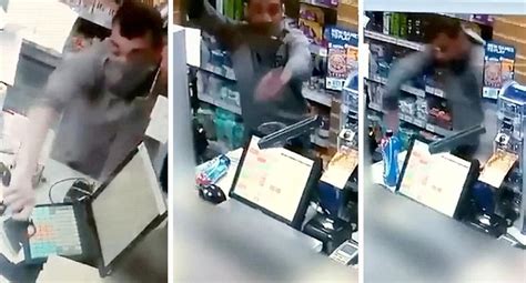 Cctv Shows Terrifying Moment Axe Wielding Robber Threatens Shop Staff