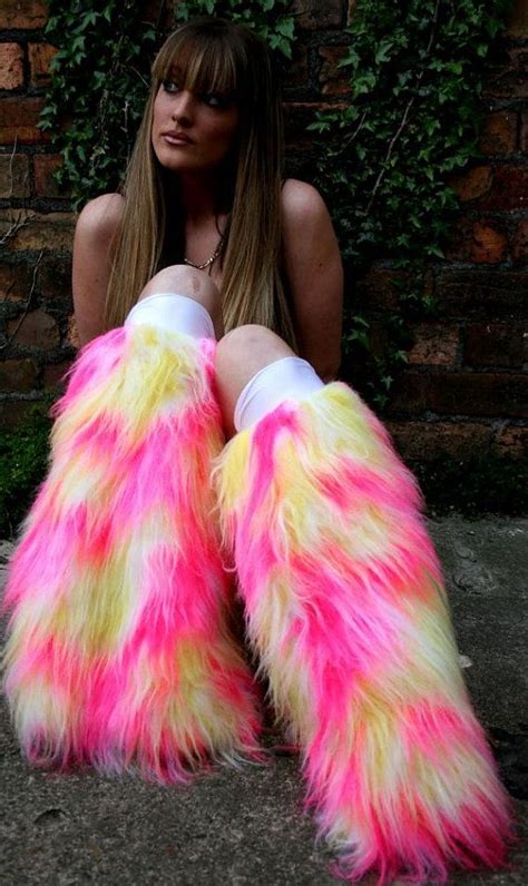 Bright Neon Camo Fluffies Leg Warmers Faux Fur Long Pile Etsy