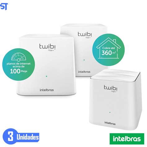 Kit Roteador 3 Wi Fi Mesh Intelbras 3 Unidades Twibi Giga AC1200 Dual