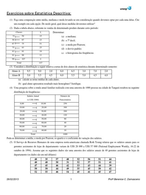 PDF Exercicios Sobre Estatistica Descritiva DOKUMEN TIPS