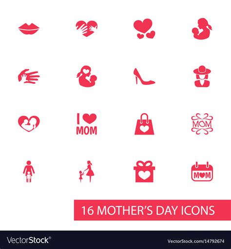 Mothers Day Icon Design Concept Set Of 16 Vector Image