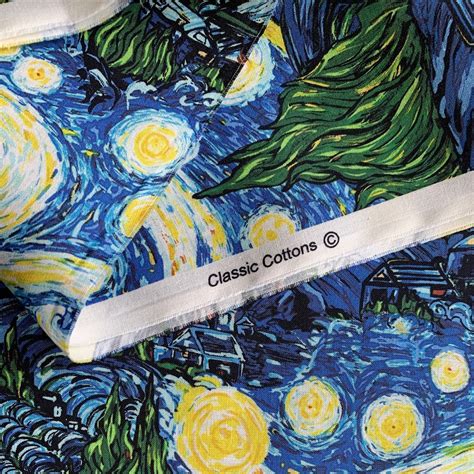 Starry Night Cotton Fabric Van Gogh Fabric 100 Cotton Etsy