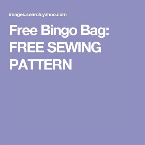 Free Bingo Bag: FREE SEWING PATTERN | Sewing patterns free, Bingo bag, Free sewing