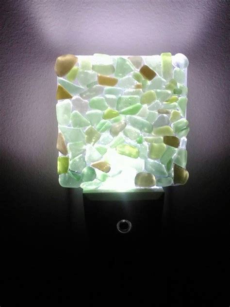 Palm Greens Led Sea Glass Night Light Beach Decor Etsy