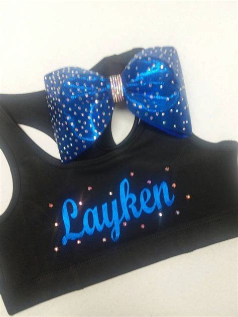 Sports Bra With Matching Bling Tailess Cheer Bow Etsy Cheer Bra