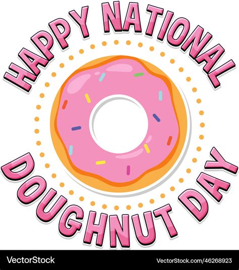 Happy Doughnut Day In June Logo Royalty Free Vector Image