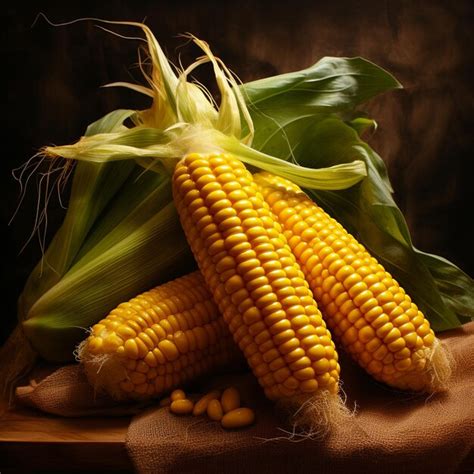 Corn On A Cloth With Dark Background Premium Ai Generated Image