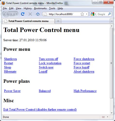 total power control manual remote power control