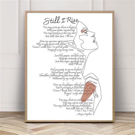 Still I Rise Print Maya Angelou Poem Printable Wall Art Etsy