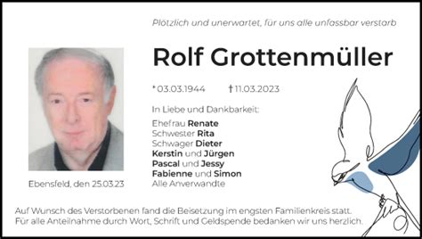 Rolf Grottenmüller Traueranzeige trauer inFranken de