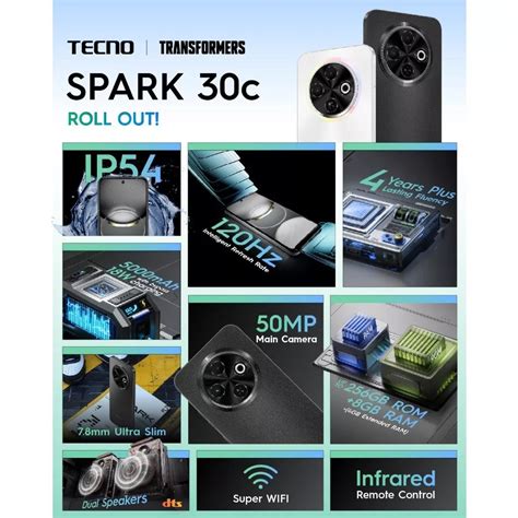 Tecno Spark 30c Smartphone 4gb128gb 4gb256gb 8gb256gb Helio G81 Processor 50mp