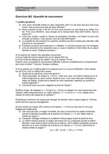 Devoir 1 1 Mouvement vitesse et accélération lois de Newton