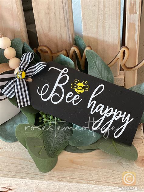 Bee Happy Hanging Tag Bee Decor Farmhouse Decor Etsy In Bee